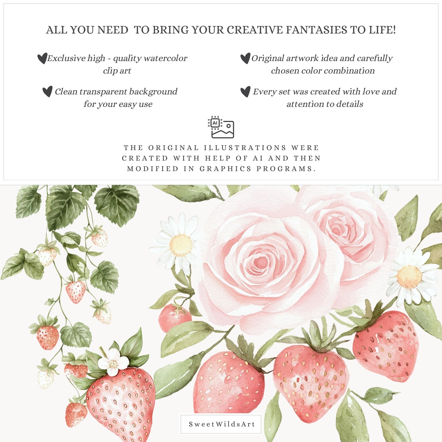 Sweet Strawberry - Strawberry and Rose Floral Arrangements | 14 PNG