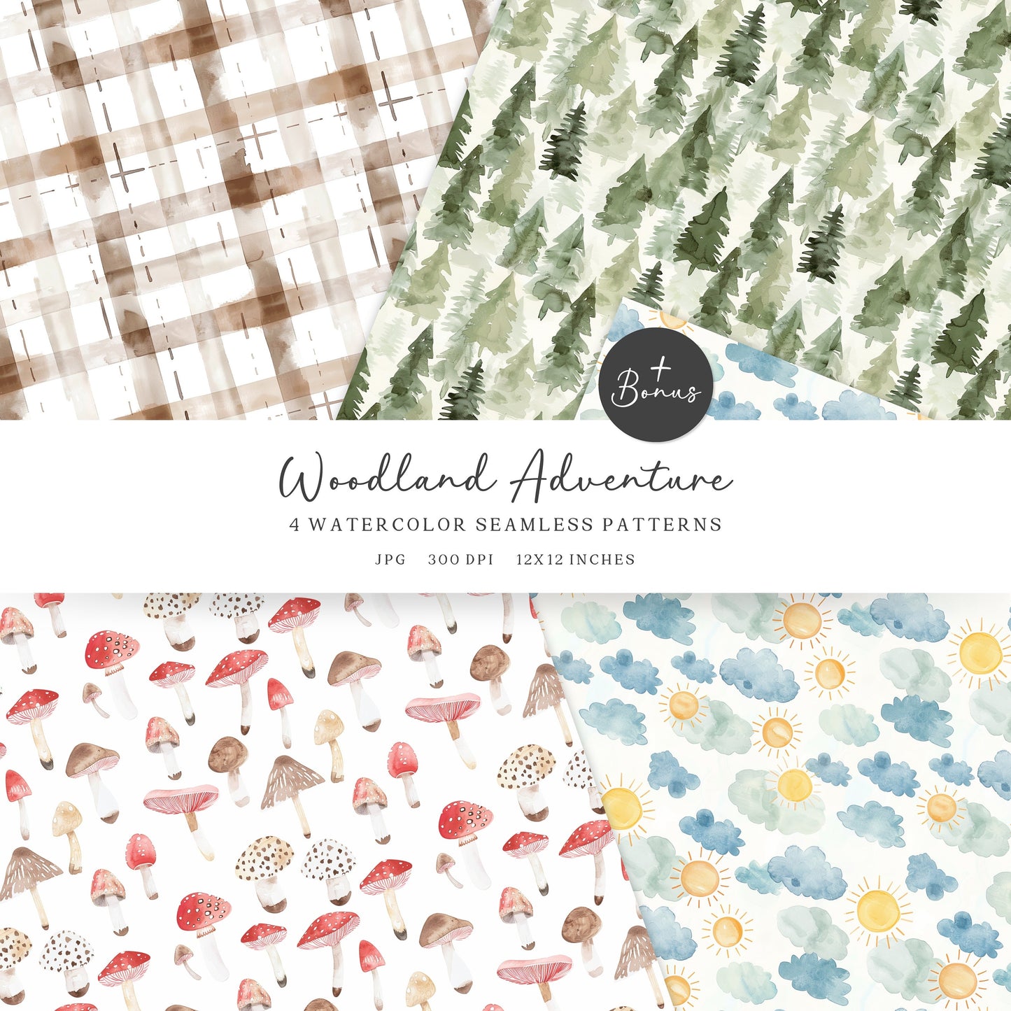 Woodland Adventure - Cute Animals Clipart, Baby Shower, Nursery, Boho Forest | 50 PNG