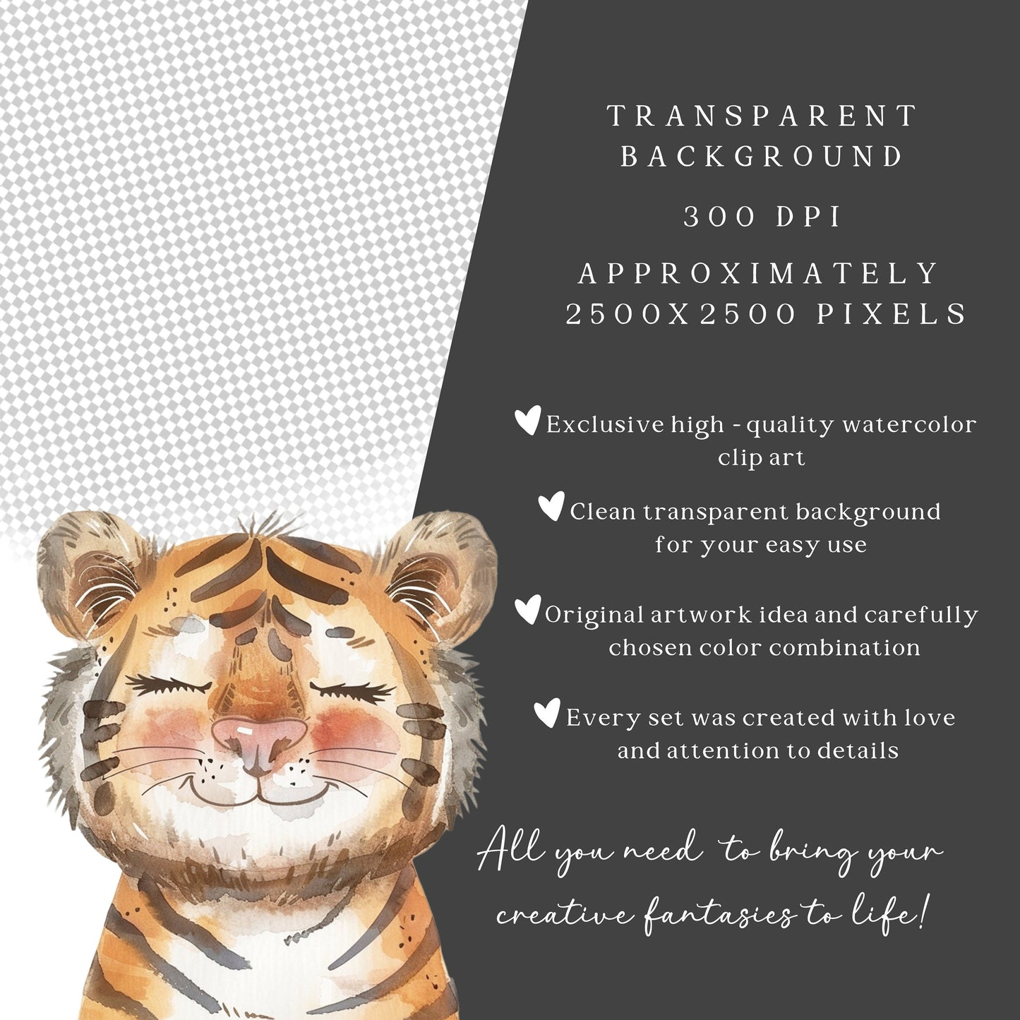 Safari Portraits - Cute Animals Clipart, Baby Animals, Baby Shower, Nursery | 20 PNG