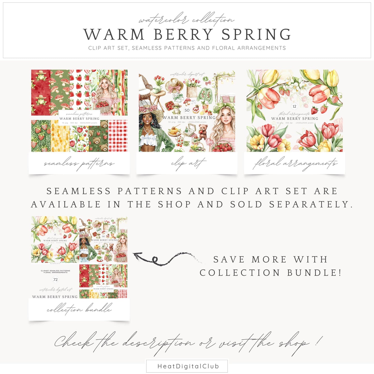 Warm Berry Spring - Floral Arrangements Clipart, Tulips Flowers | 12 PNG