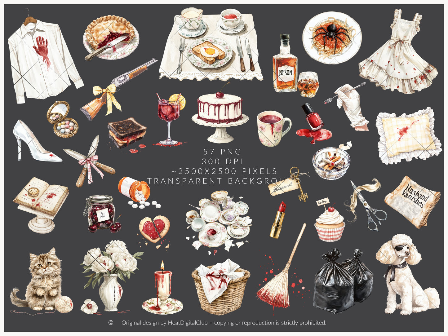 Bad Housewife - Retro Halloween Clipart, Housewife, Domestic Horror | 57 PNG