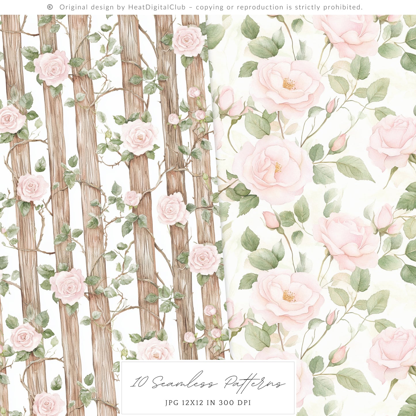 Lovely Farm - Seamless Patterns, Pink Gingham Strawberry, Pastel Country | 10 JPEG