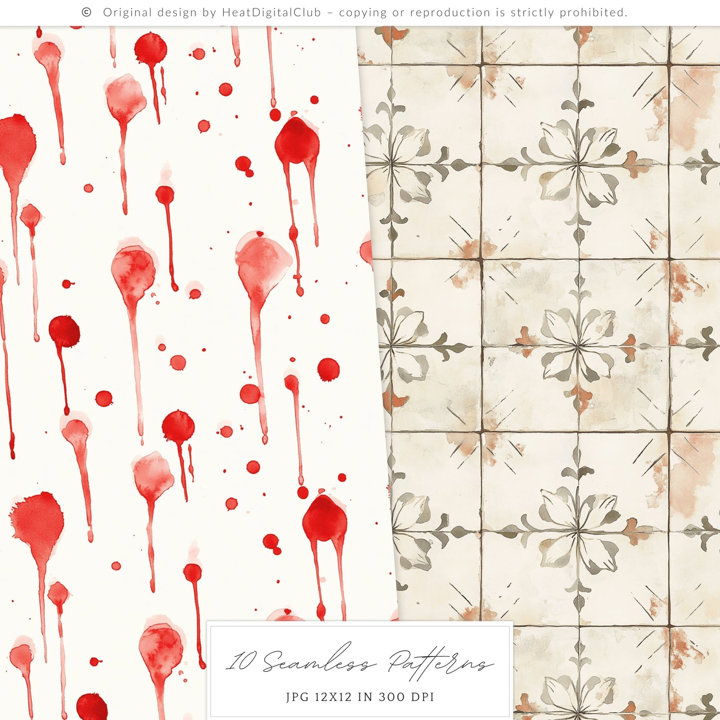 Bad Housewife - Seamless Patterns, Domestic Horror, Creepy Cute, Halloween | 10 JPEG