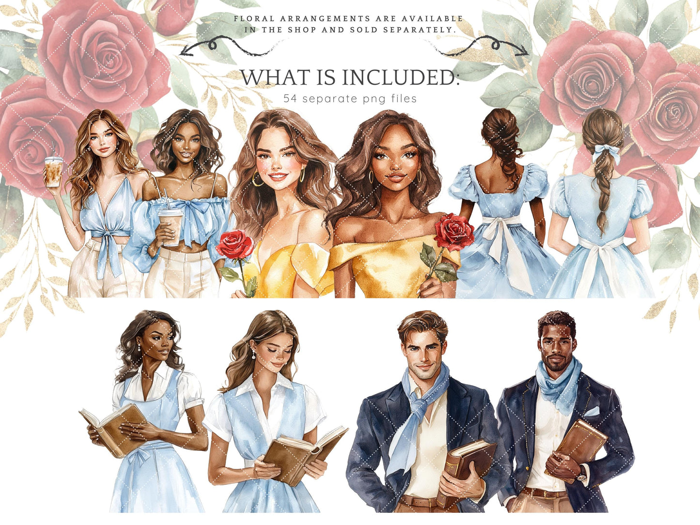 Belle's Modern Tale - Beauty and the Beast, Fairytale Clipart | 54 PNG