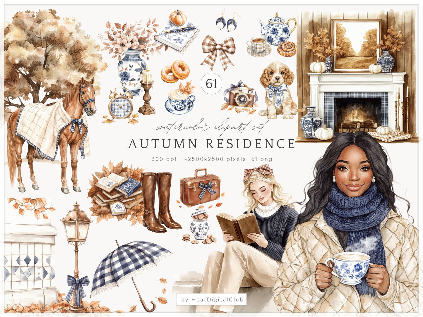 Autumn Residence - Collection Bundle, Elegant, Grandmillennial, Fall Aesthetic | 91 PNG/JPEG