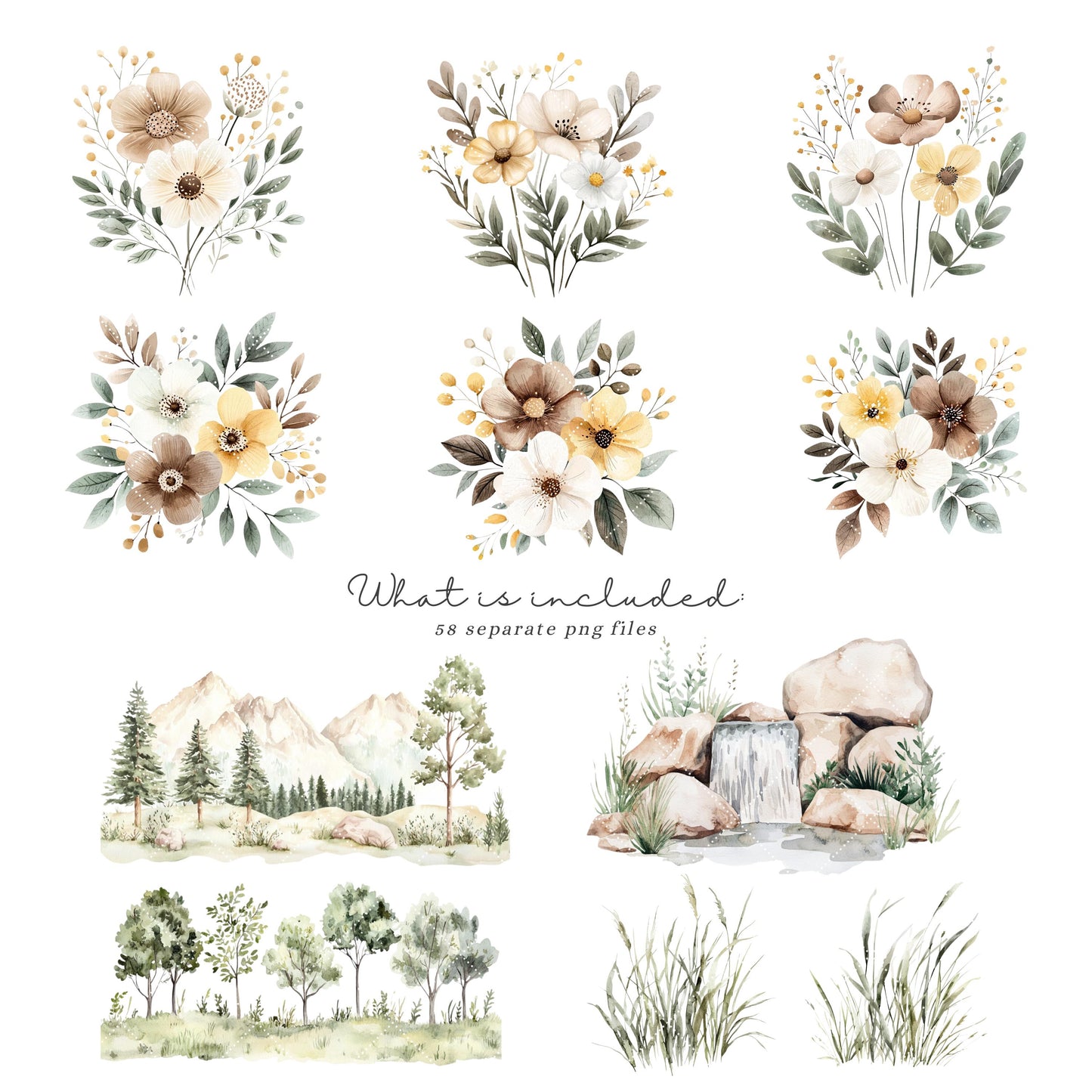 Woodland Story - Cute Baby Animal Clipart, Baby Shower, Nursery | 58 PNG