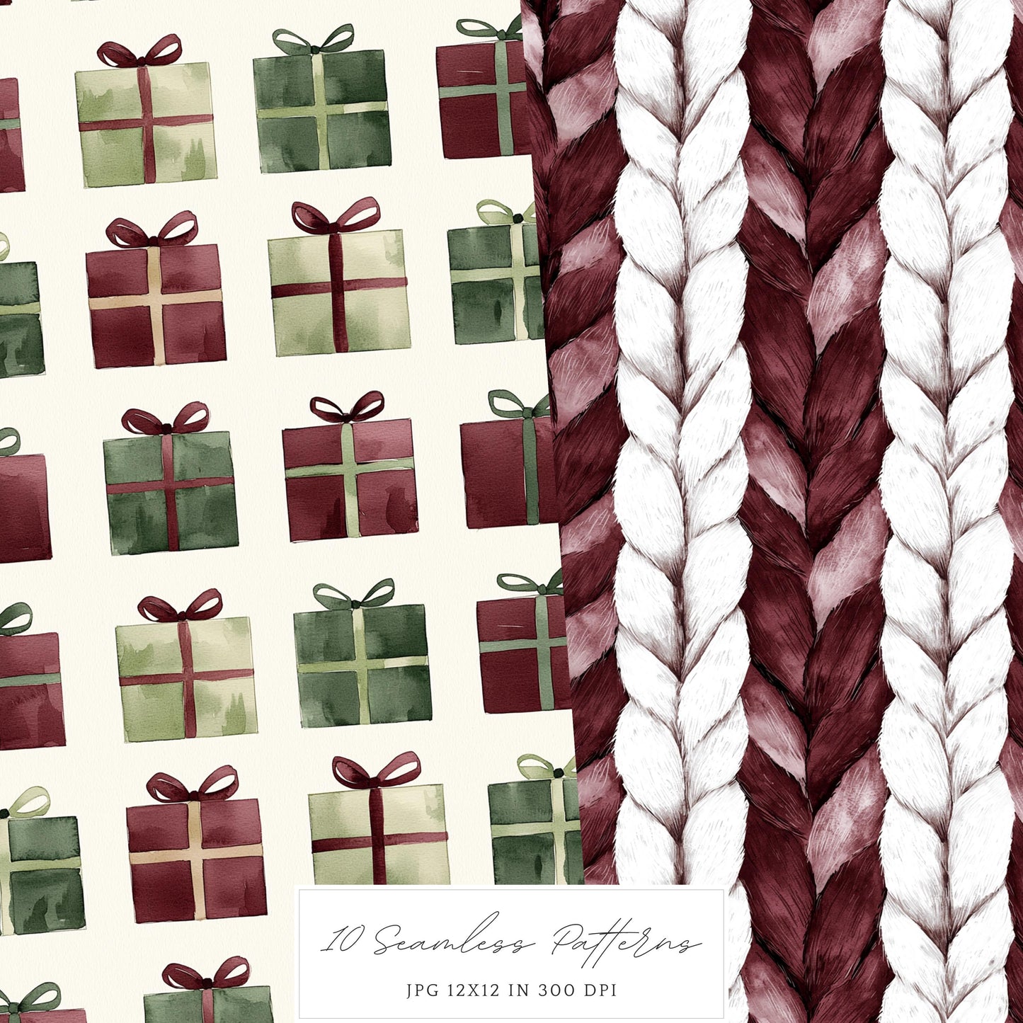 Joyful Time - Seamless Patterns, Winter Rustic, Snowflakes | 10 JPEG
