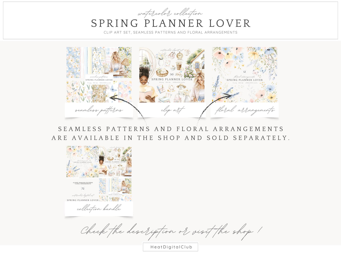 Spring Planner Lover - Planner Clipart, Cozy Pastel Planning | 50 PNG