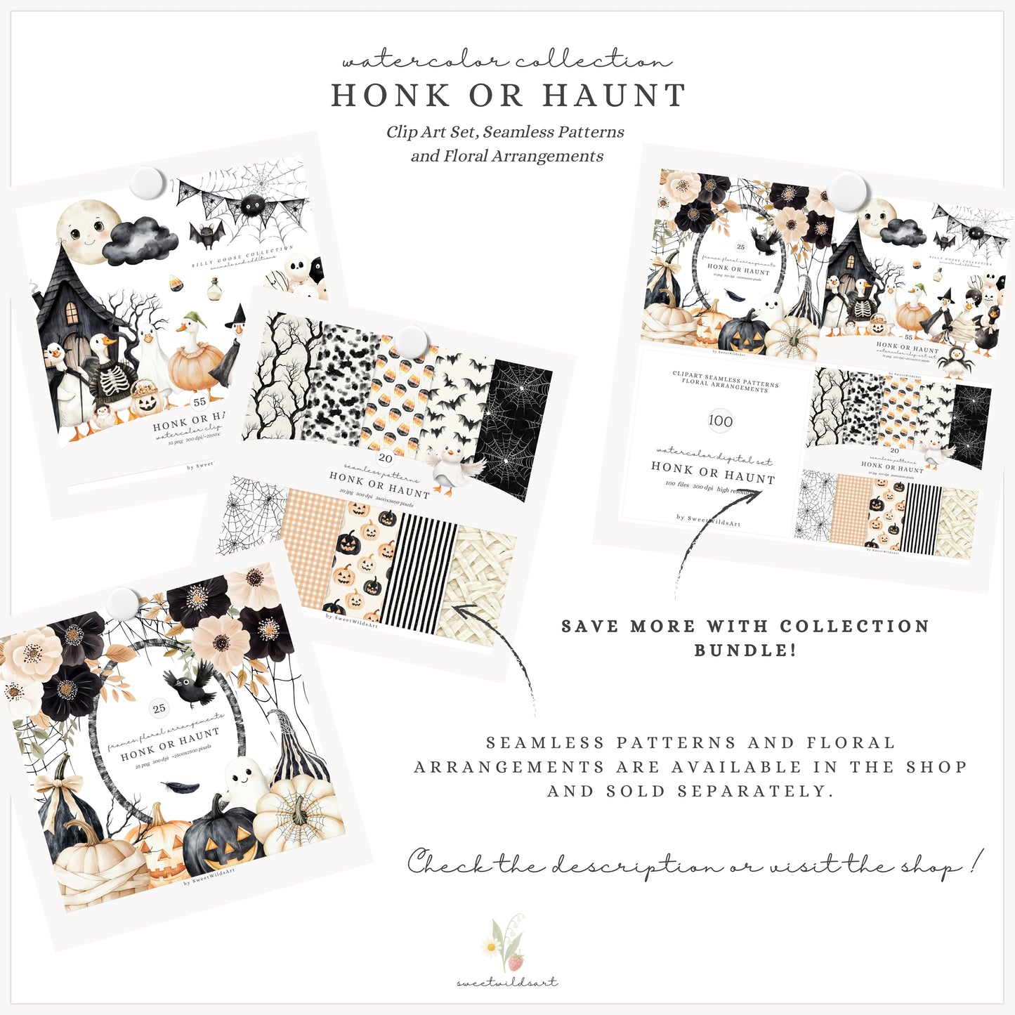 Honk or Haunt - Halloween Goose , Cute Spooky Geese, Silly Goose | 55 PNG