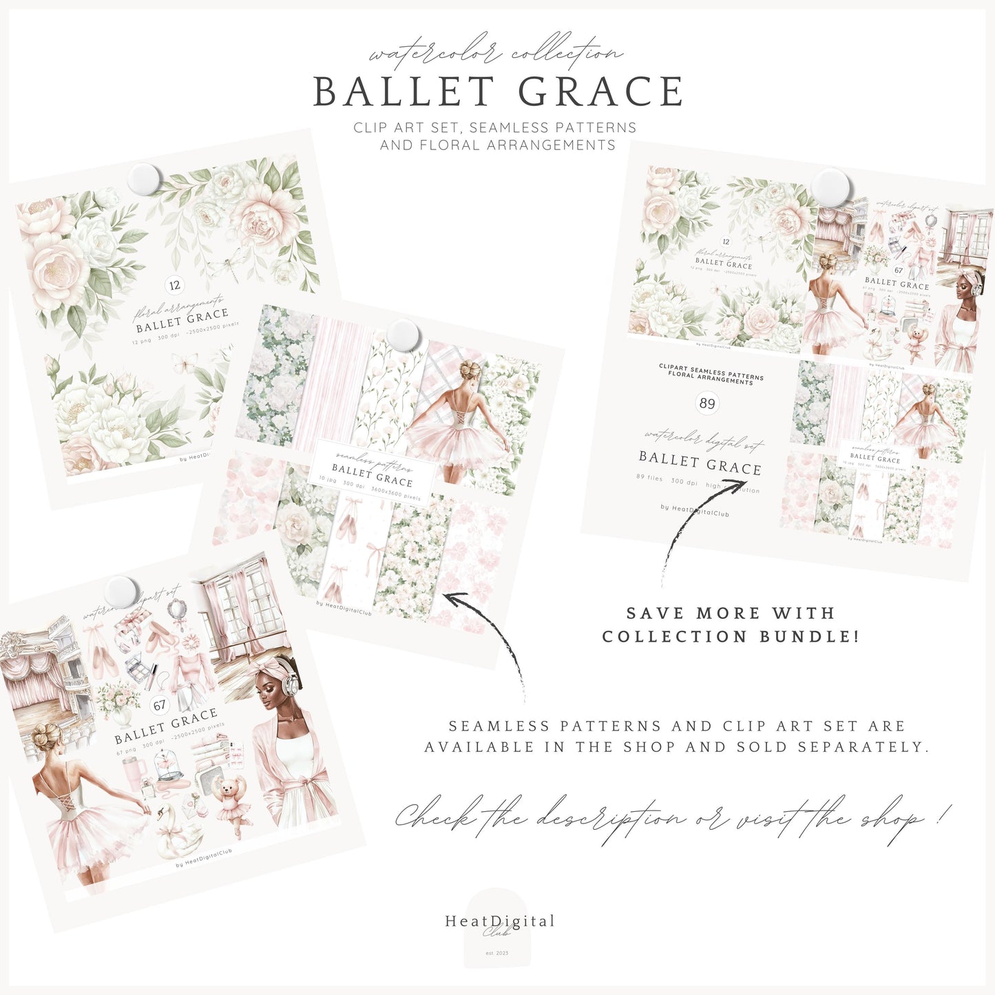 Ballet Grace - Pink Floral Arrangements | 12 PNG
