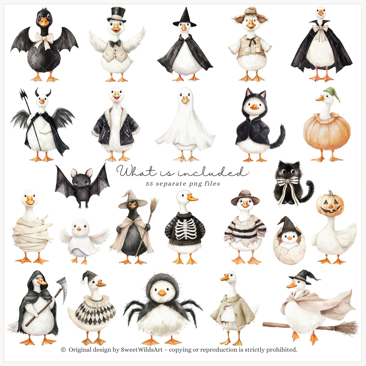 Honk or Haunt - Halloween Goose , Cute Spooky Geese, Silly Goose | 55 PNG