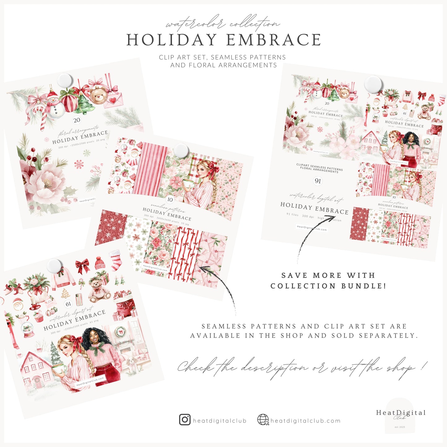 Holiday Embrace - Floral Arrangements, Elegant Flowers & Christmas Ornaments | 20 PNG