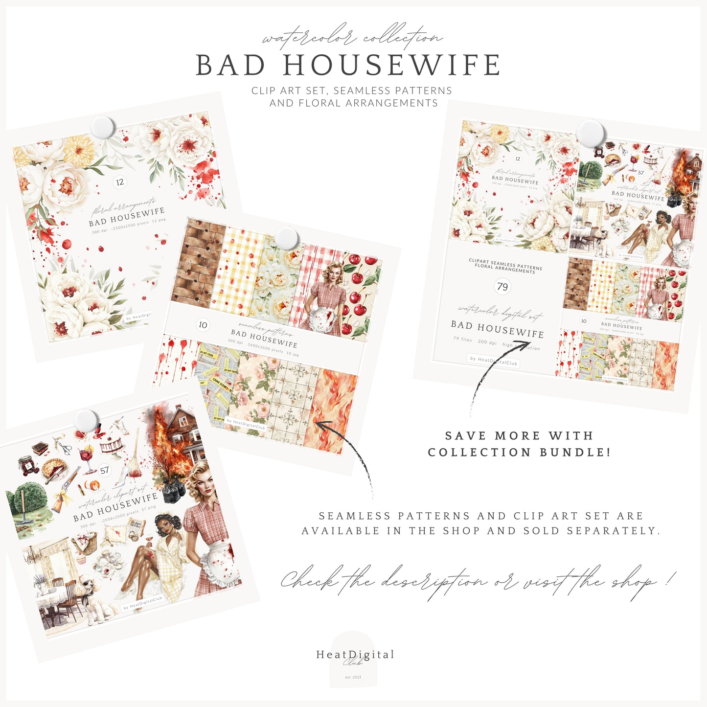 Bad Housewife - Floral Arrangements, Dark Feminine, Creepy Peony | 12 PNG