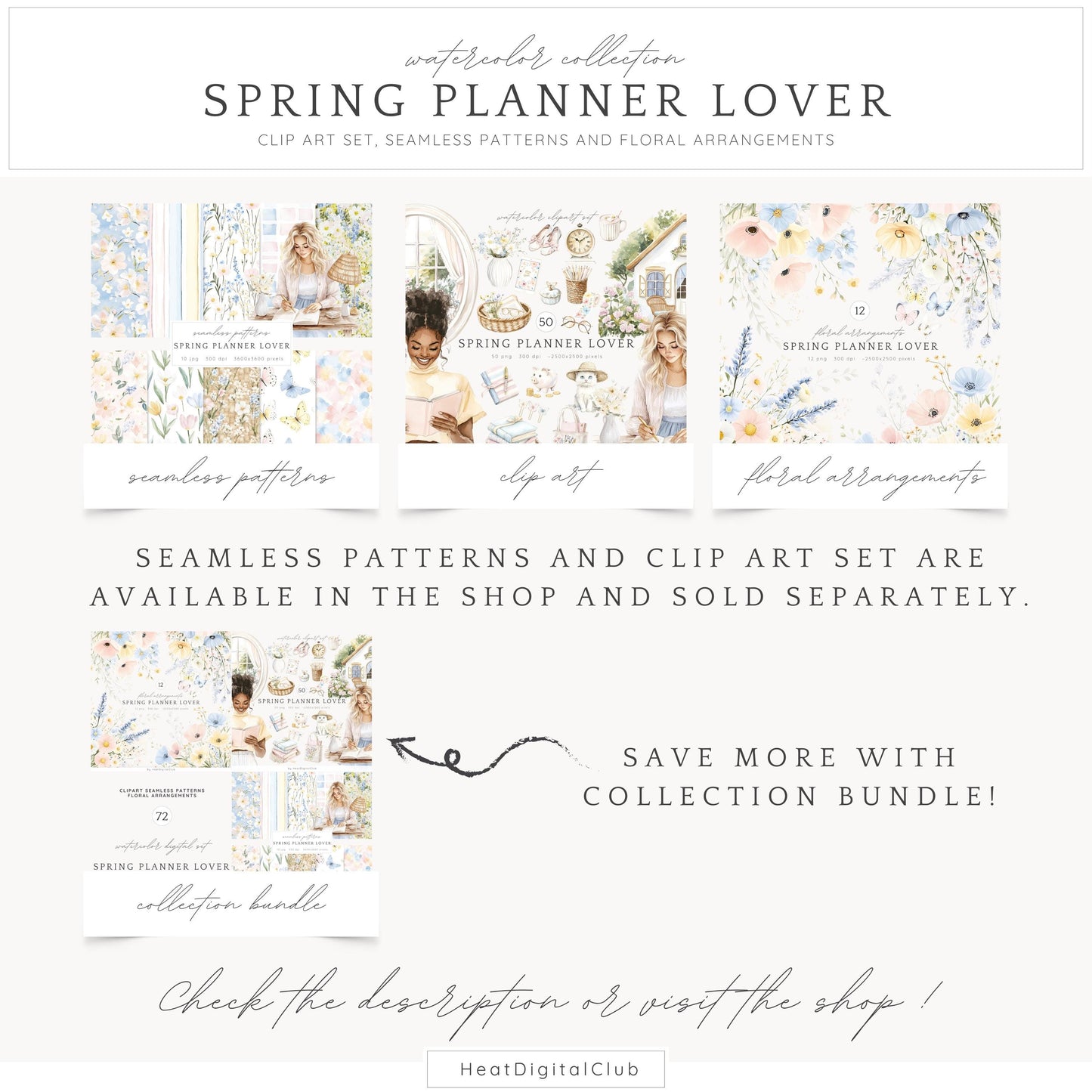 Spring Planner Lover - Floral Arrangements, Pastel Flowers | 12 PNG
