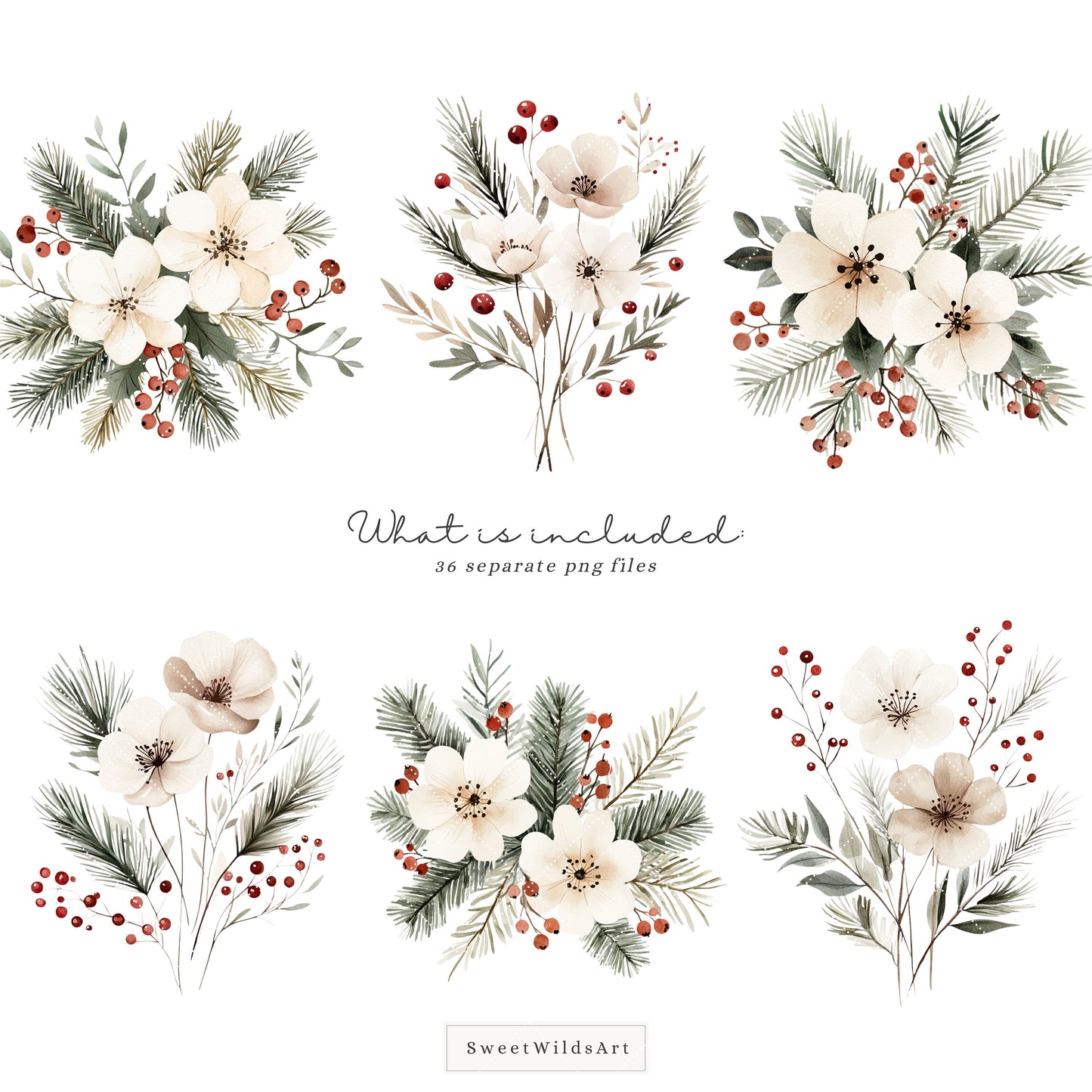 Woodland Friends - Cute Xmas Animals, Christmas Babies Clipart, Winter | 36 PNG