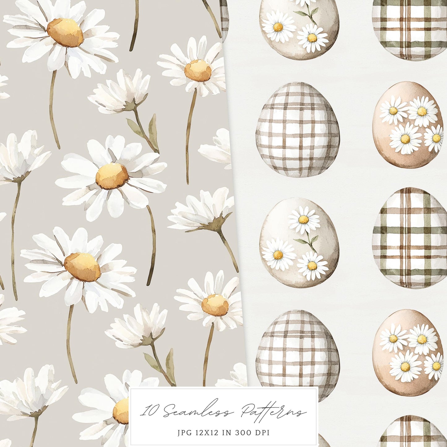 Countryside Easter - Seamless Patterns, Floral, Spring | 10 JPEG