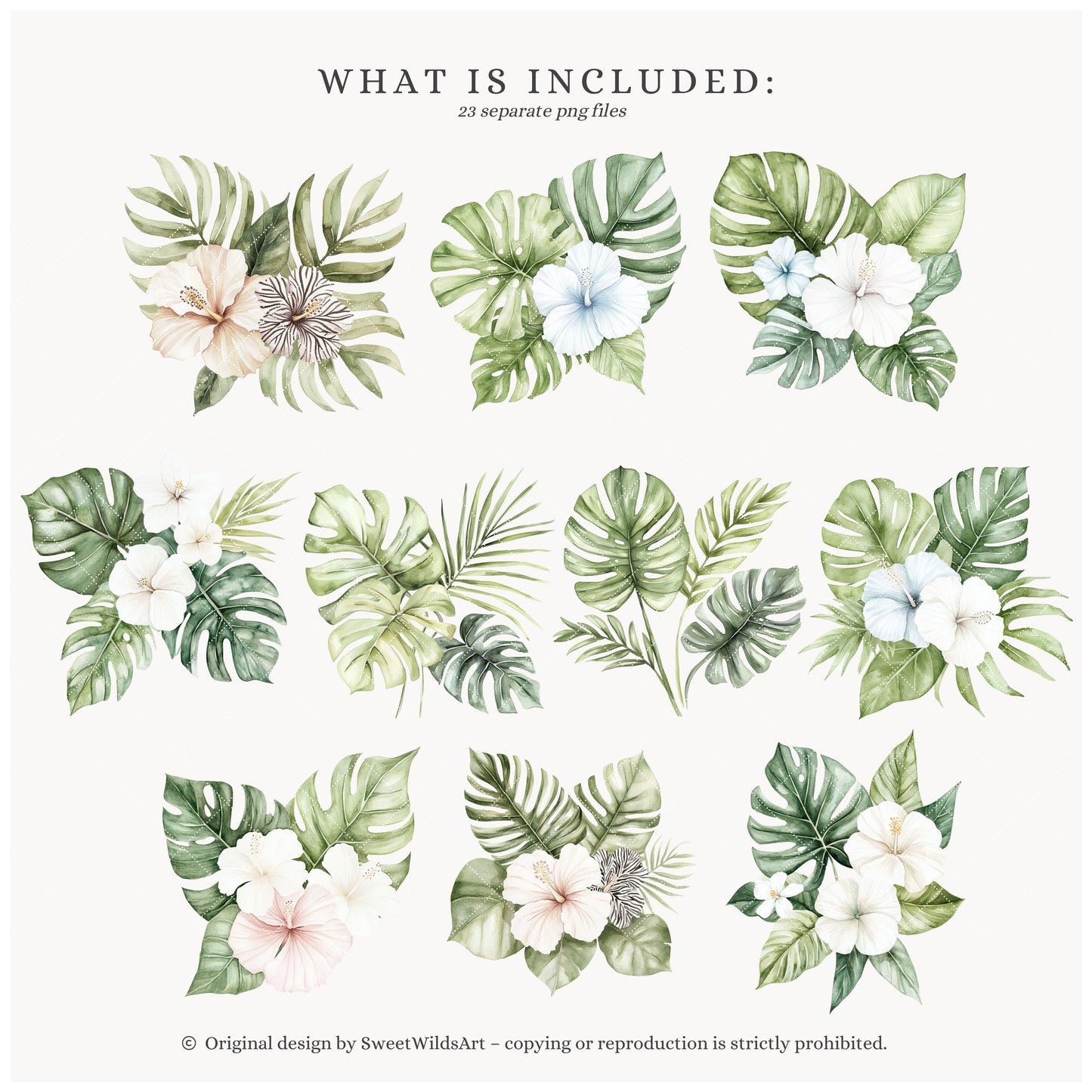 Birthday Tropics - Floral Arrangements Clipart, Jungle, Safari | 23 PNG