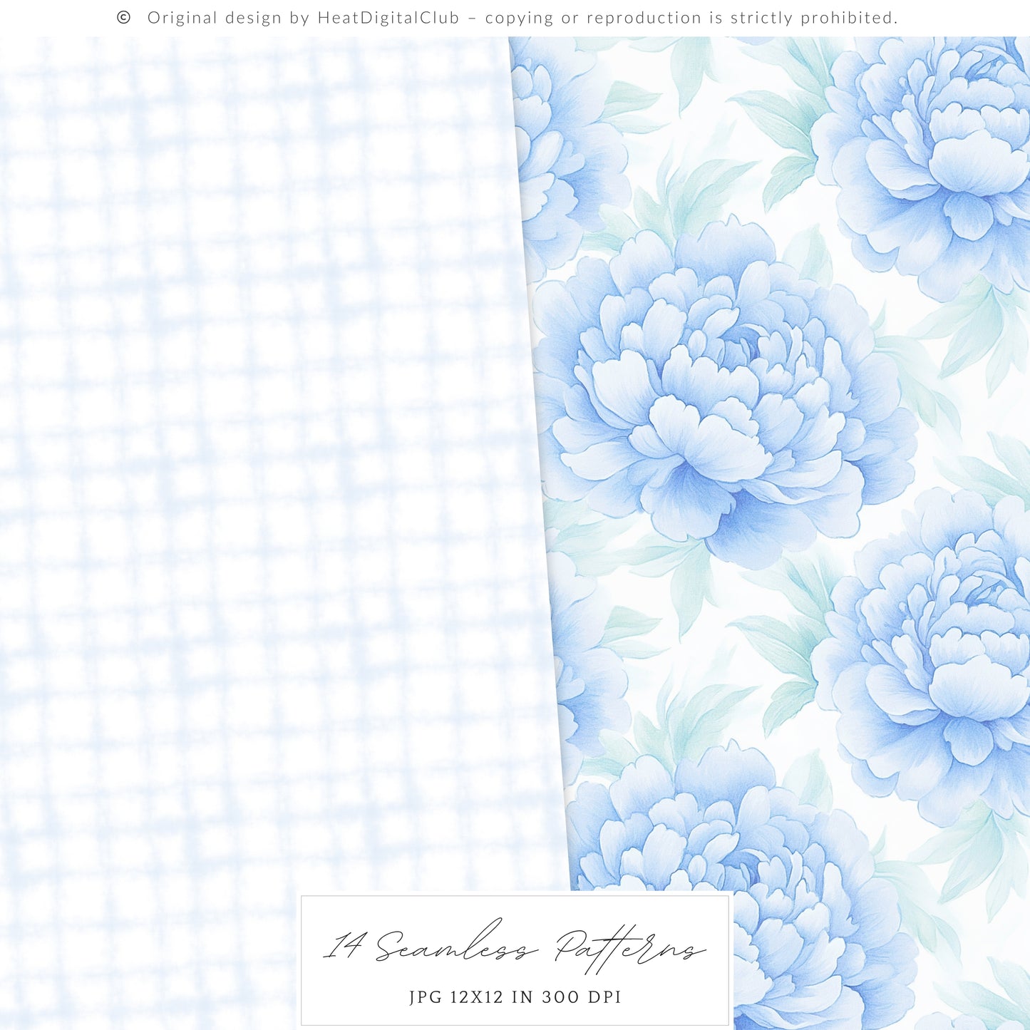 Grandmillennial - Seamless Patterns, Set 4, Pastel Floral, Stripes, Plaid, Glitter | 14 JPEG