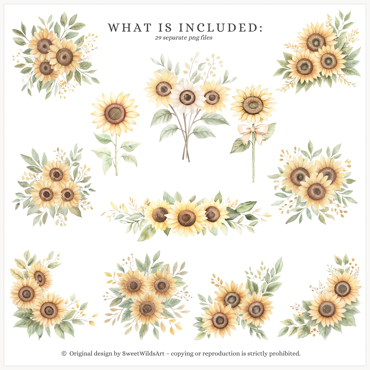 Goose Farm - Floral Arrangements Clipart, Sunflower, Autumn Elements, Country