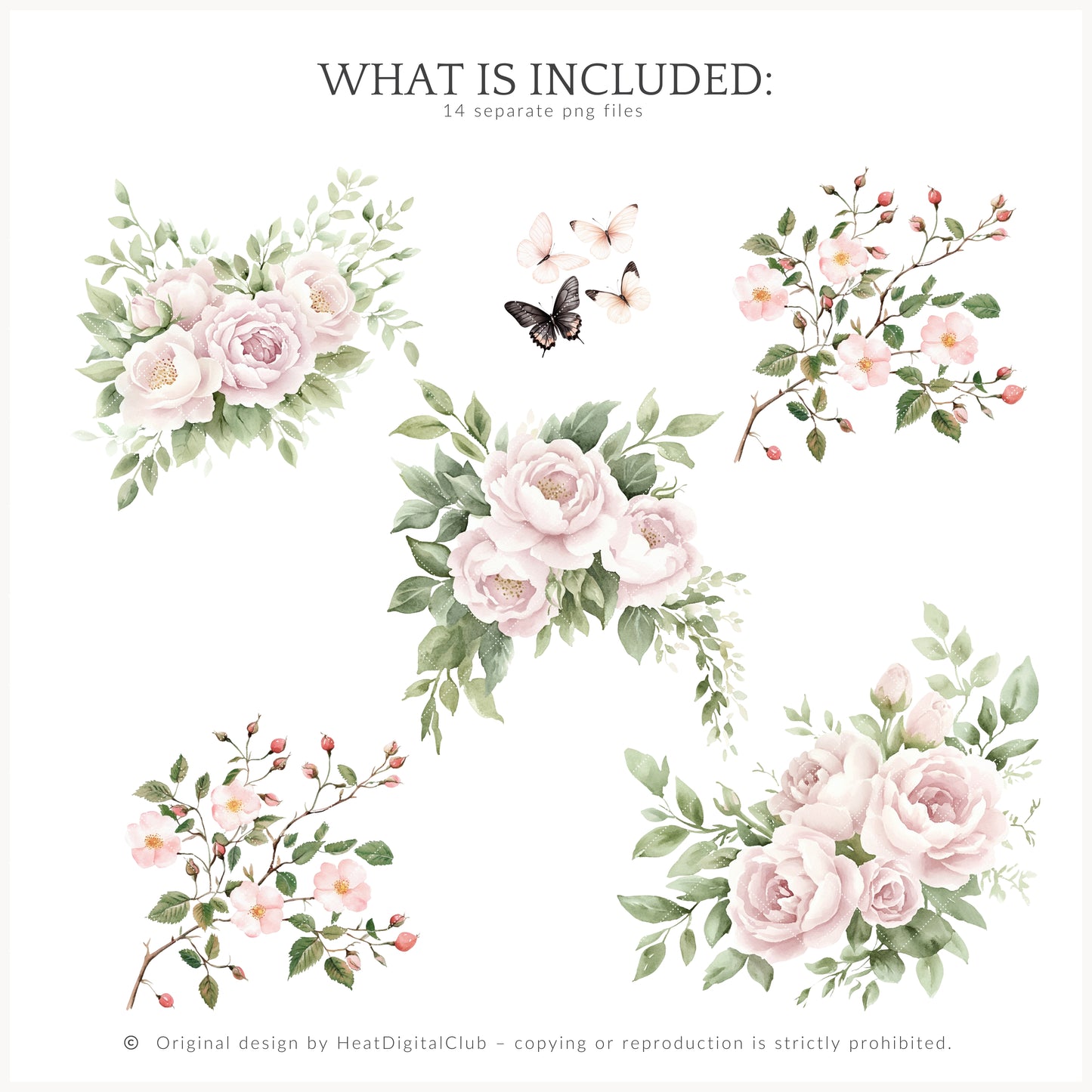 Enchanted Dream - Floral Arrangements Clipart, Wild Rose | 14 PNG