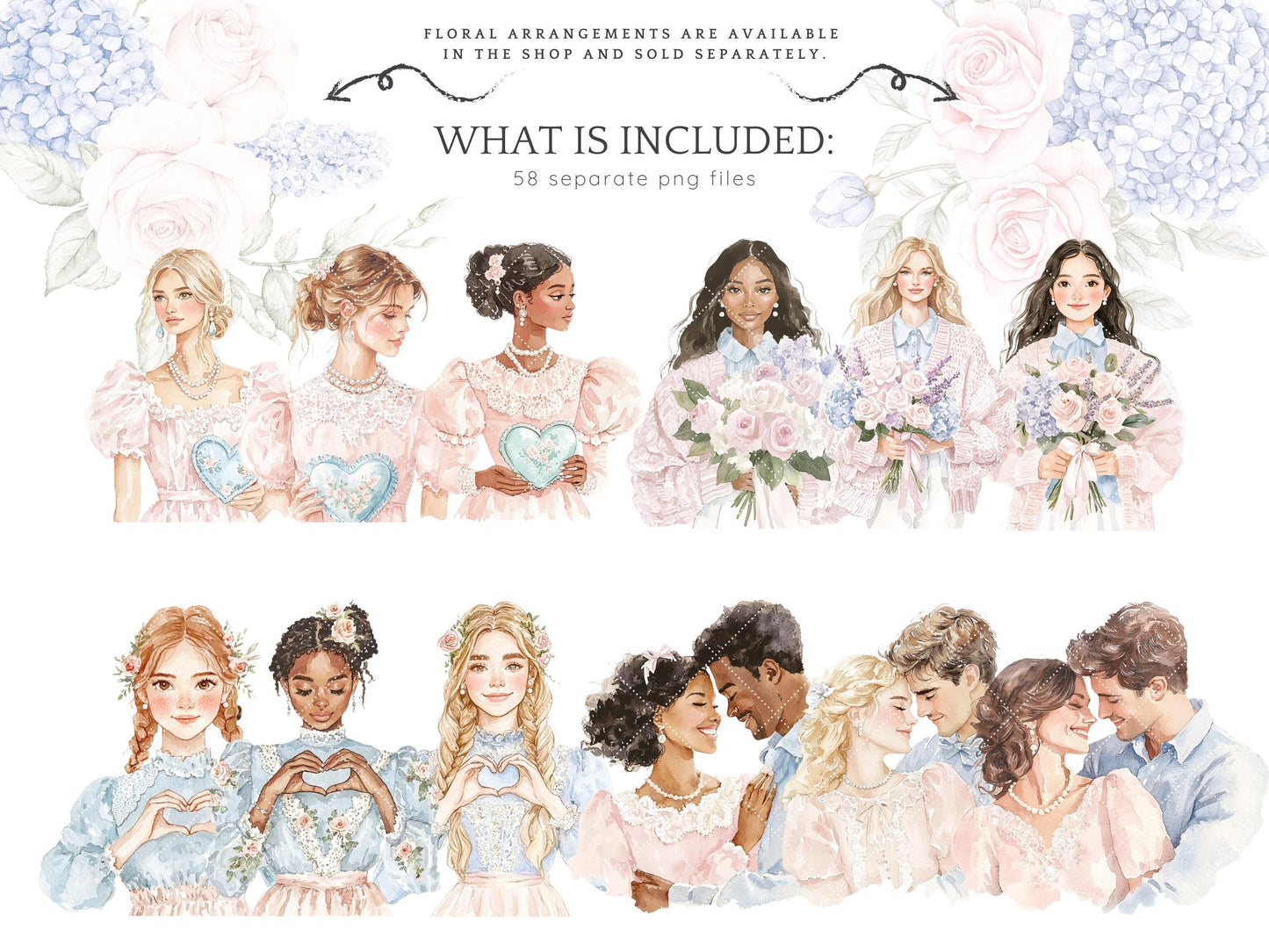 Tender Love - Grandmillennial Valentines Day Clipart, Elegant | 58 PNG