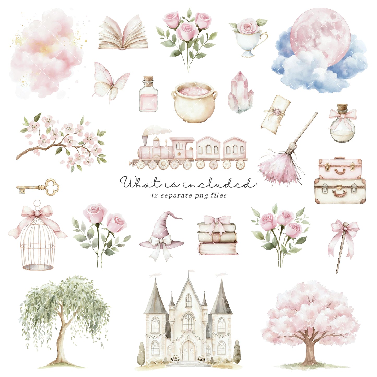 Pink Magic - Baby Animals Clipart, Cute Animal, Magic School, Wizard | 42 PNG