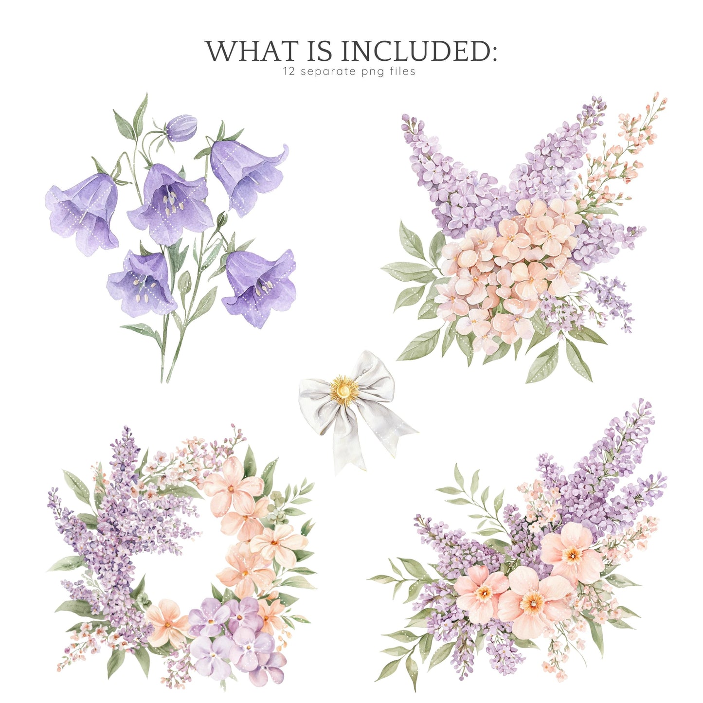 Modern Rapunzel - Floral Arrangements ClipArt, Lilac Flowers | 12 PNG