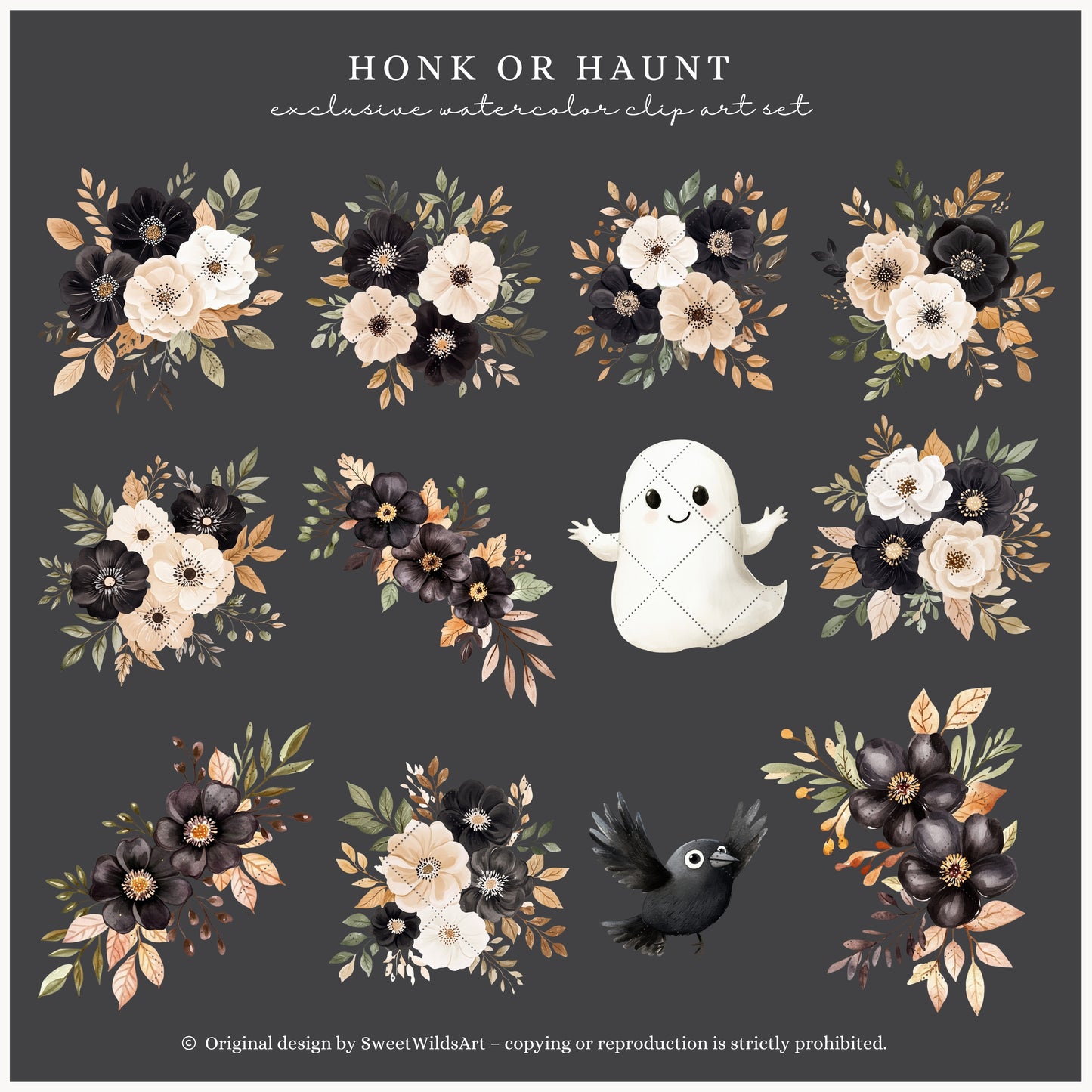 Honk or Haunt - Halloween Floral Arrangements, Fall, Spooky Pumpkins | 25 PNG