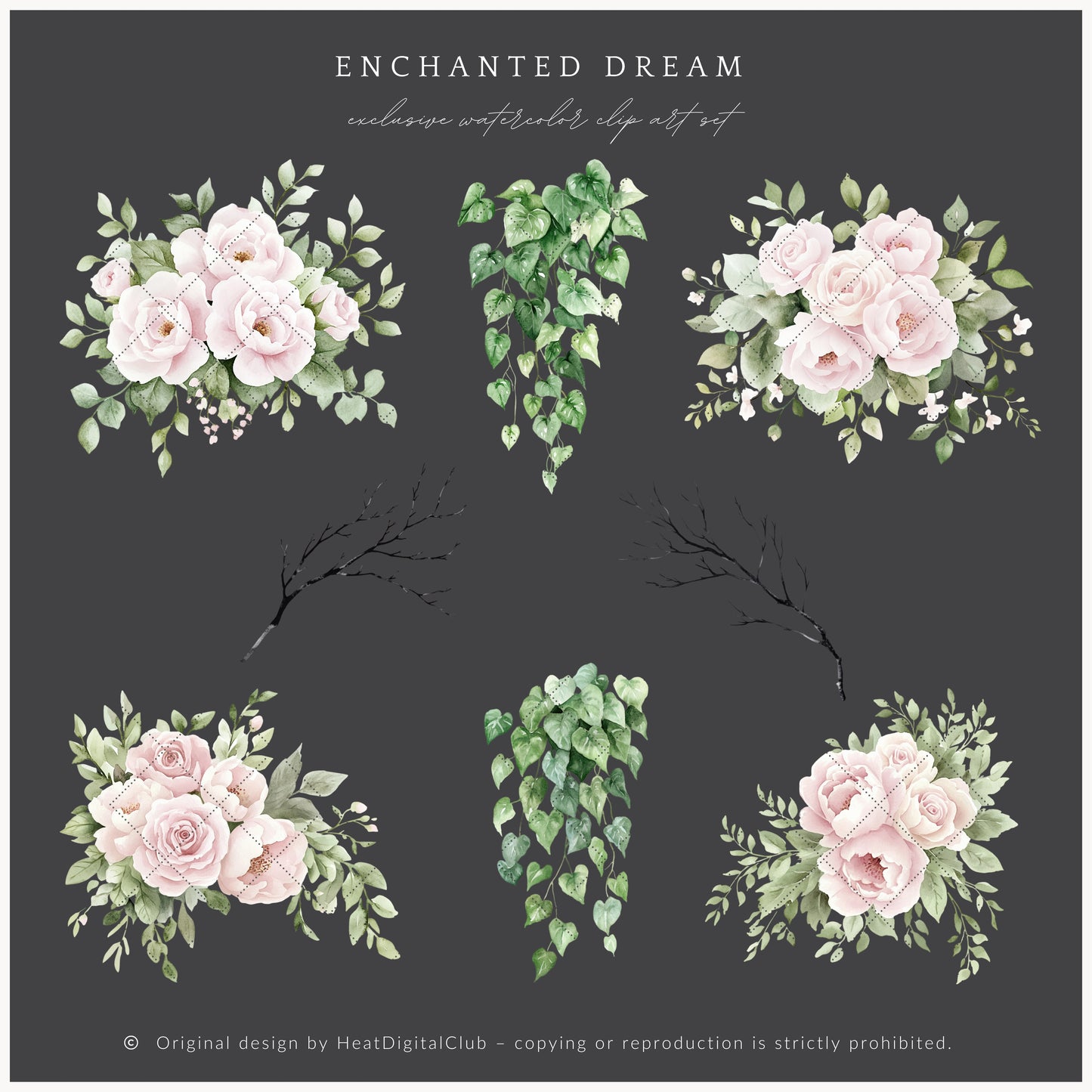 Enchanted Dream - Floral Arrangements Clipart, Wild Rose | 14 PNG