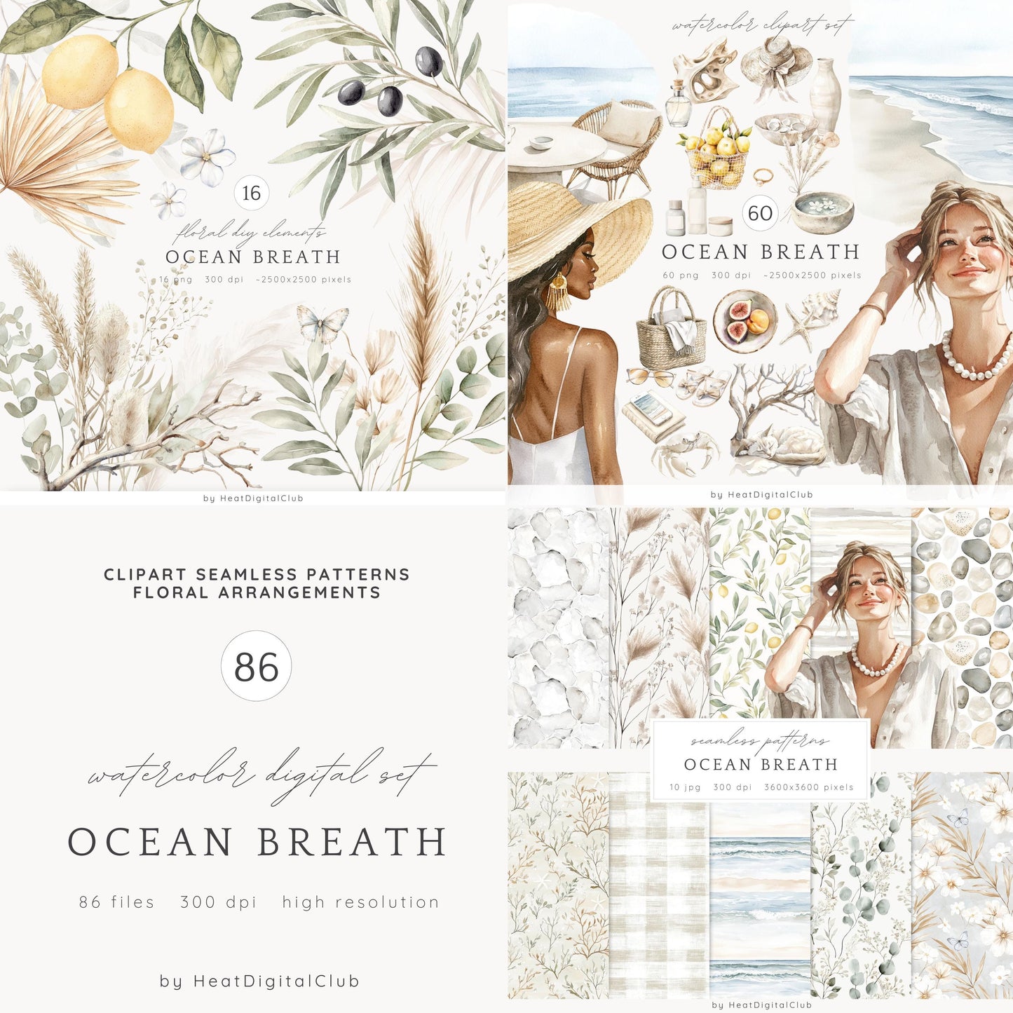 Ocean Breath - Coastal Collection Bundle, Neutral Summer Beach | 86 PNG