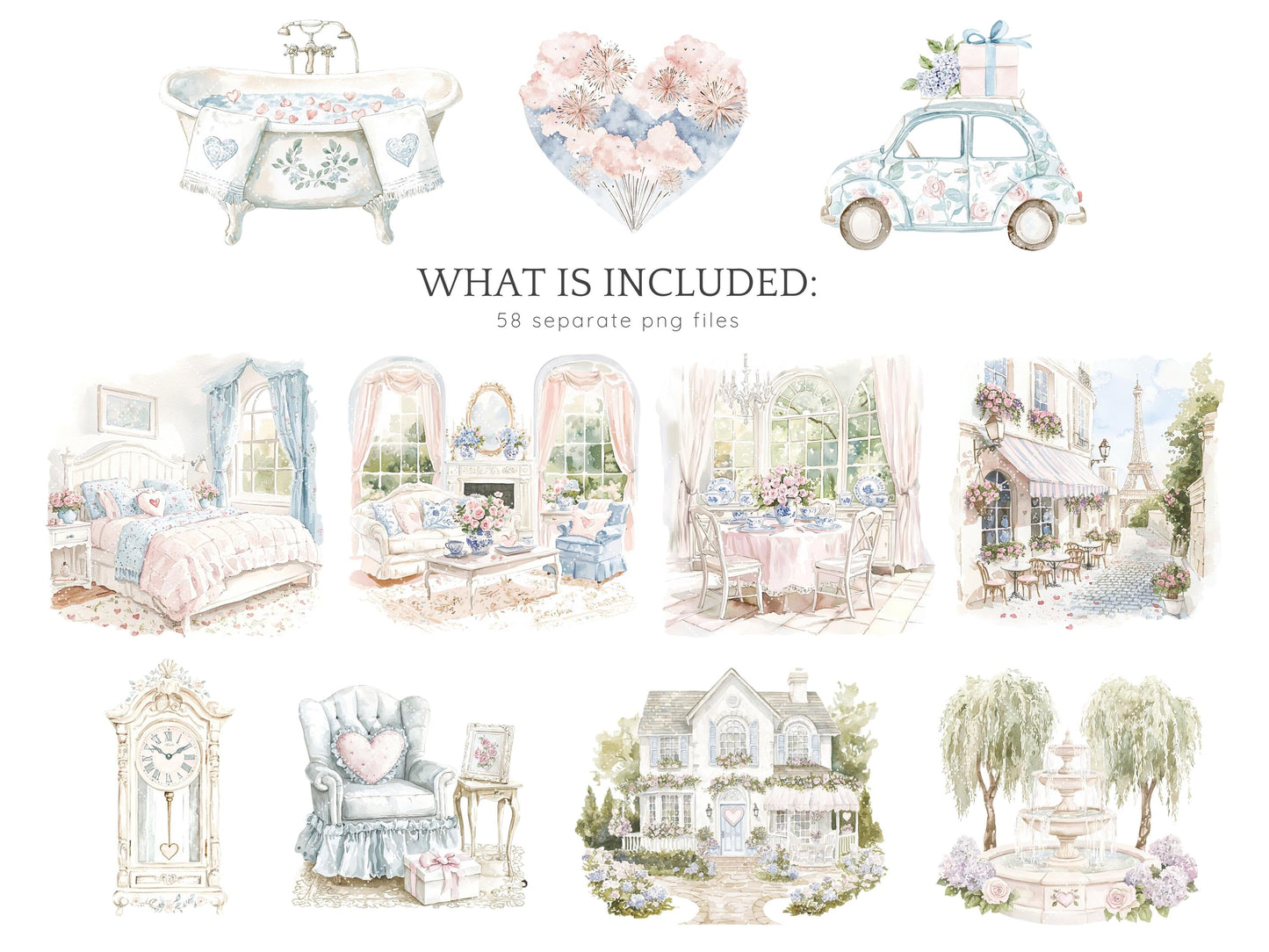 Tender Love - Grandmillennial Valentines Day Clipart, Elegant | 58 PNG