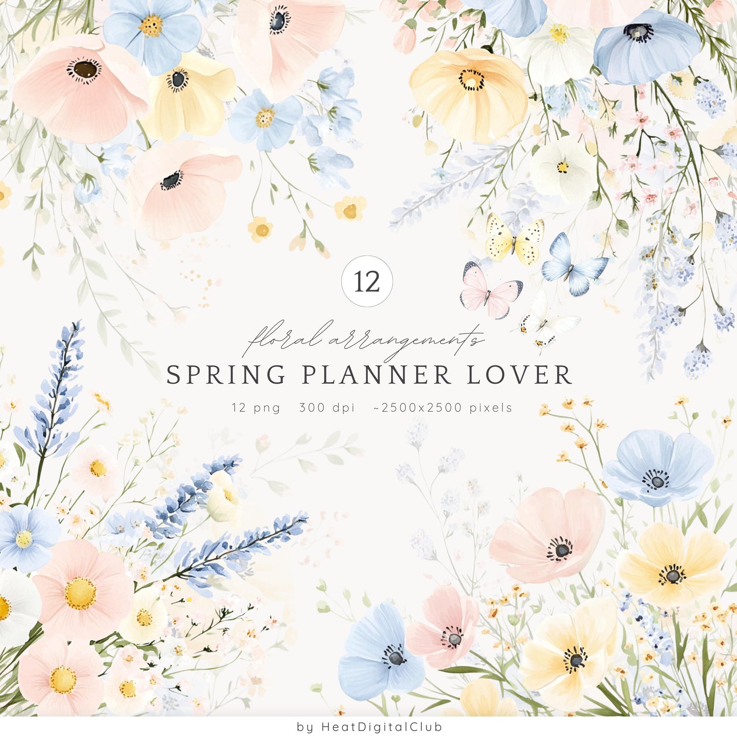 Spring Planner Lover - Collection Bundle, Planner Clipart, Cozy Pastel | 72 PNG/JPEG