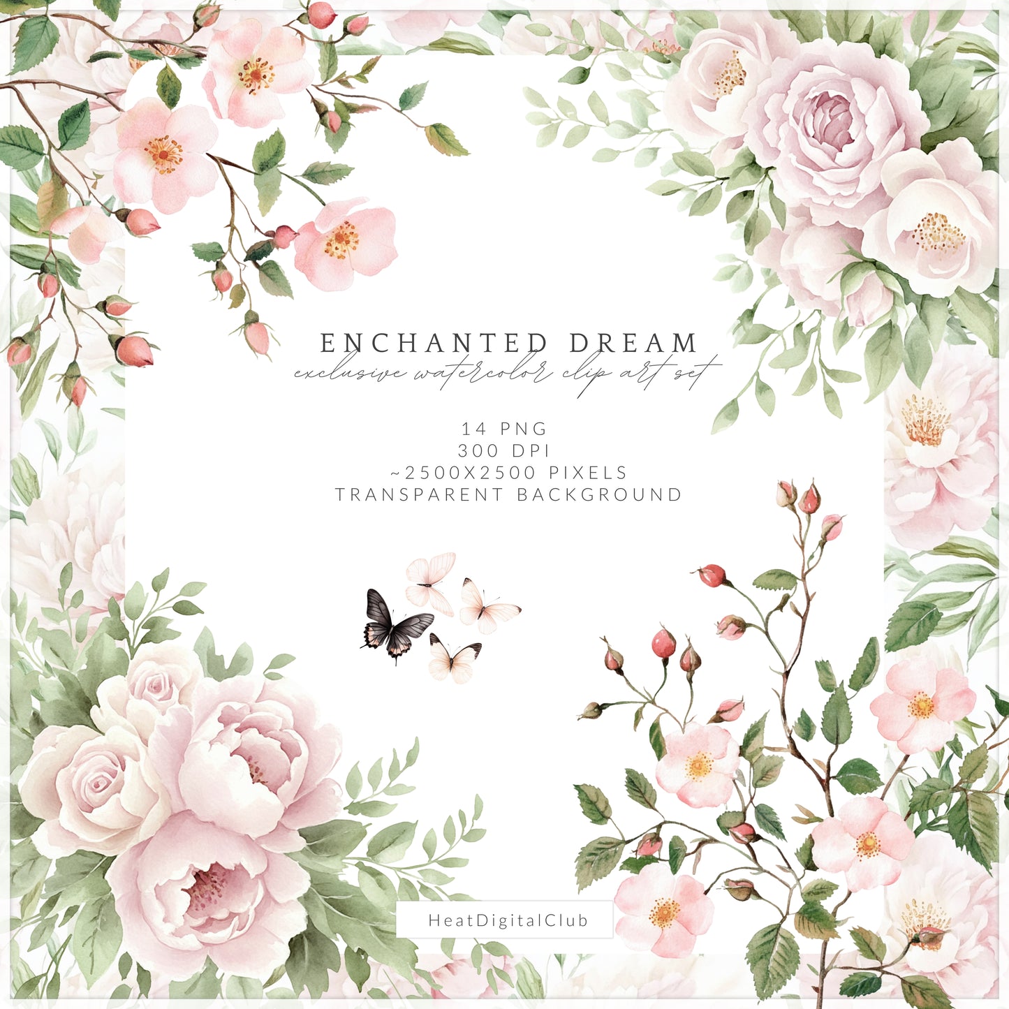 Enchanted Dream - Floral Arrangements Clipart, Wild Rose | 14 PNG