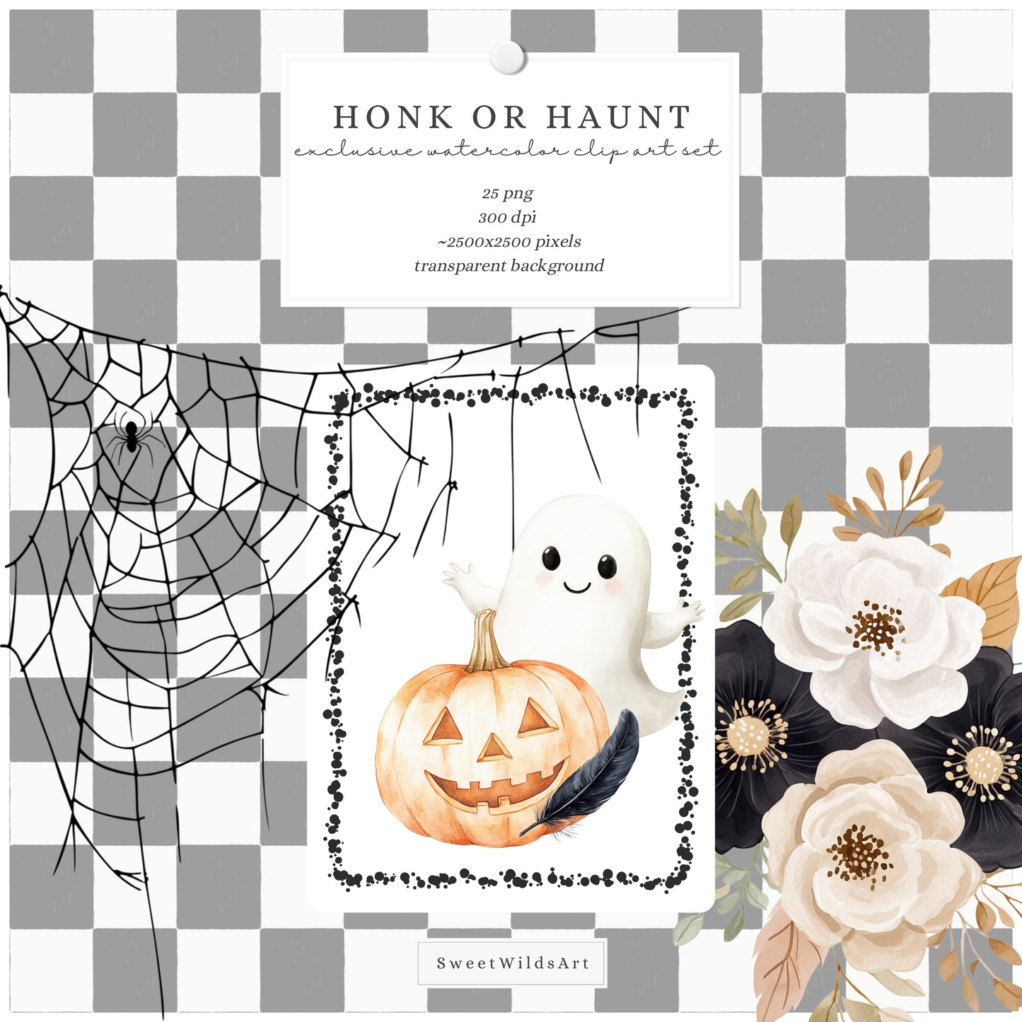 Honk or Haunt - Halloween Floral Arrangements, Fall, Spooky Pumpkins | 25 PNG