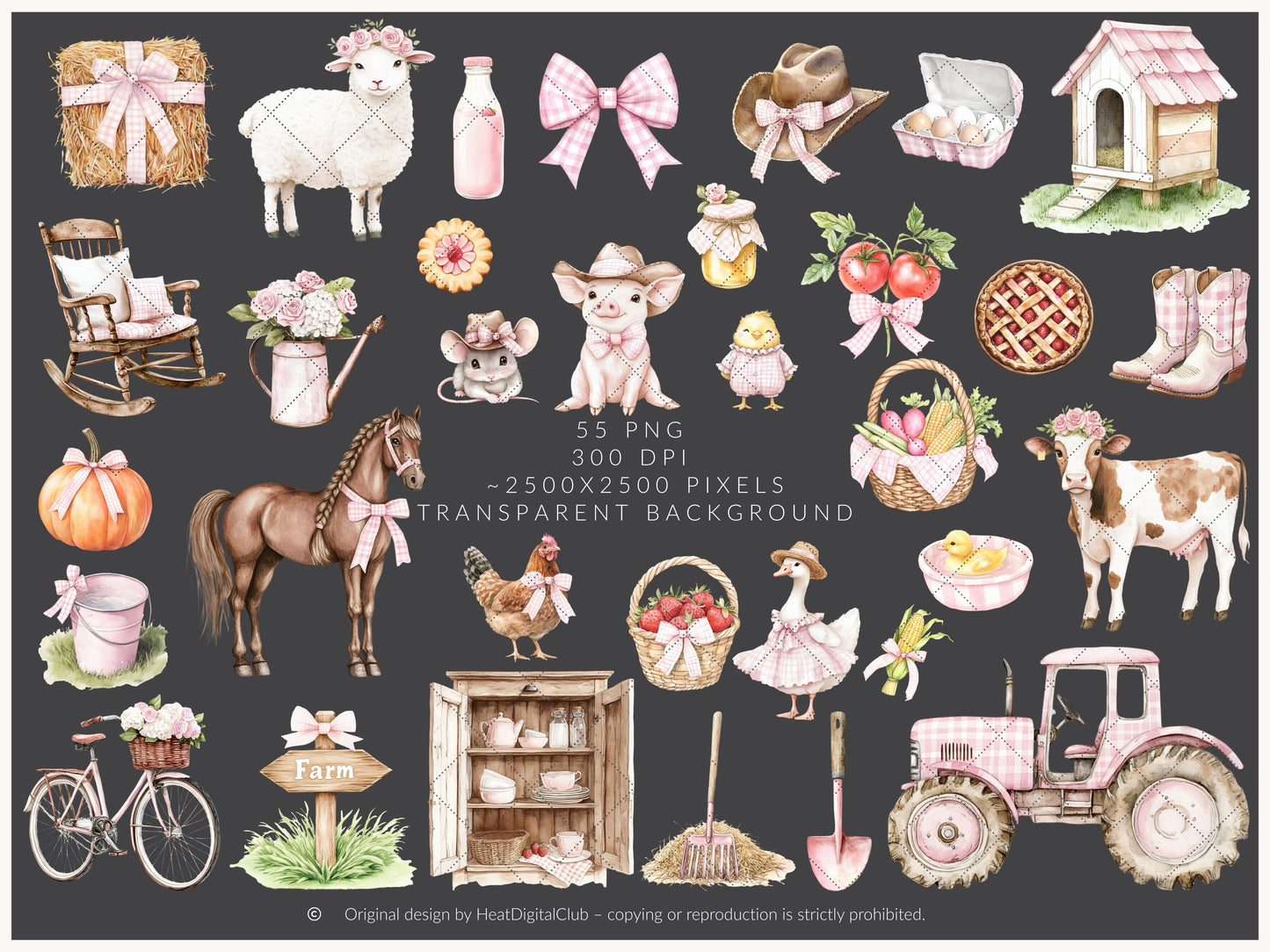 Lovely Farm - Clipart, Coquette Farm, Strawberry Pink Country | 55 PNG