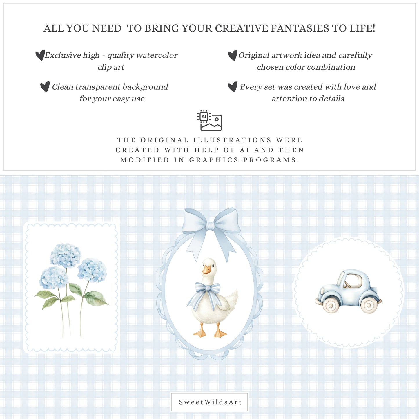 Boy Goose - Clipart, Blue Silly Goose, Coquette Nursery, Birthday | 44 PNG