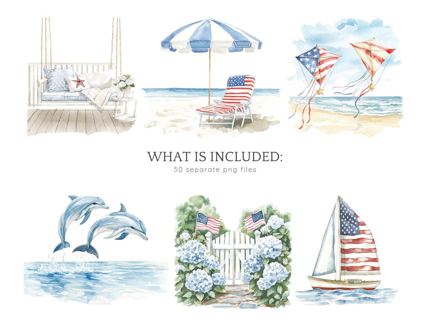 Hello July - Independence Day Clipart, 4th of July, Patriotic | 50 PNG