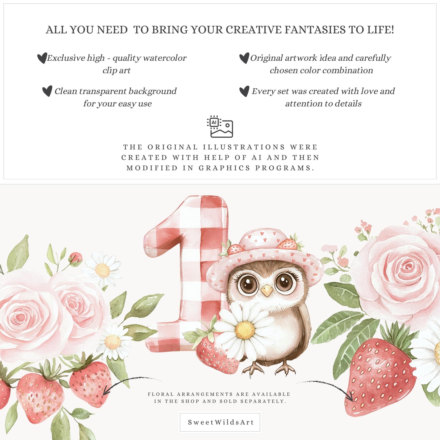 Sweet Strawberry - Baby Animals Clipart Set | 50 PNG