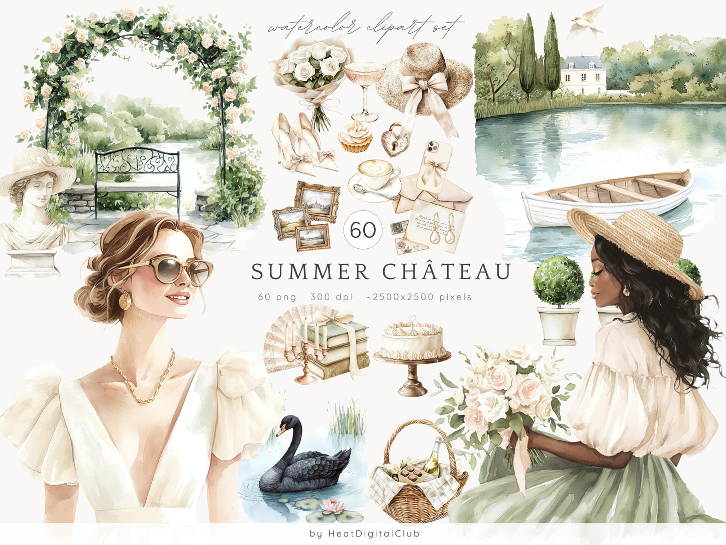 Summer Château - Collection Bundle, Romantic, French Garden | 84 PNG/JPEG