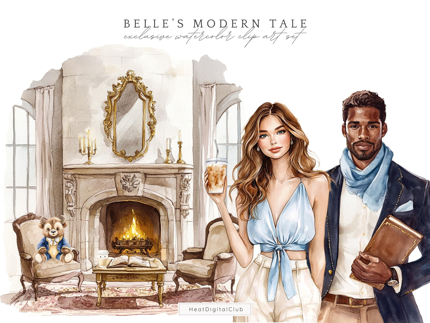Belle's Modern Tale - Beauty and the Beast, Fairytale Clipart | 54 PNG