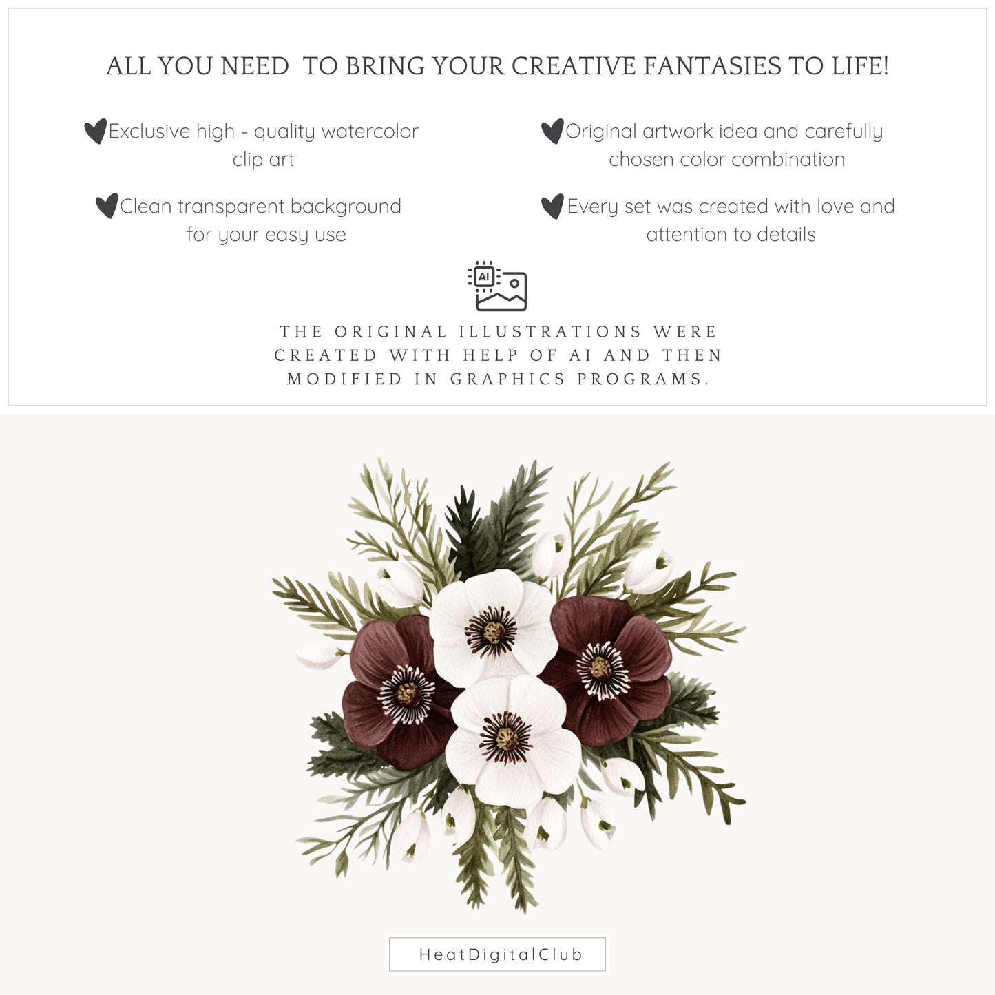 Early Spring - Floral Arrangements Clipart, Moody Flowers | 12 PNG