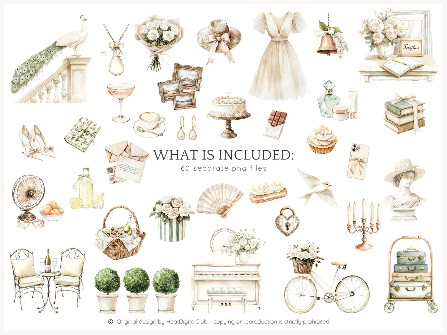 Summer Château - Elegant, French, Country Clipart Set | 60 PNG