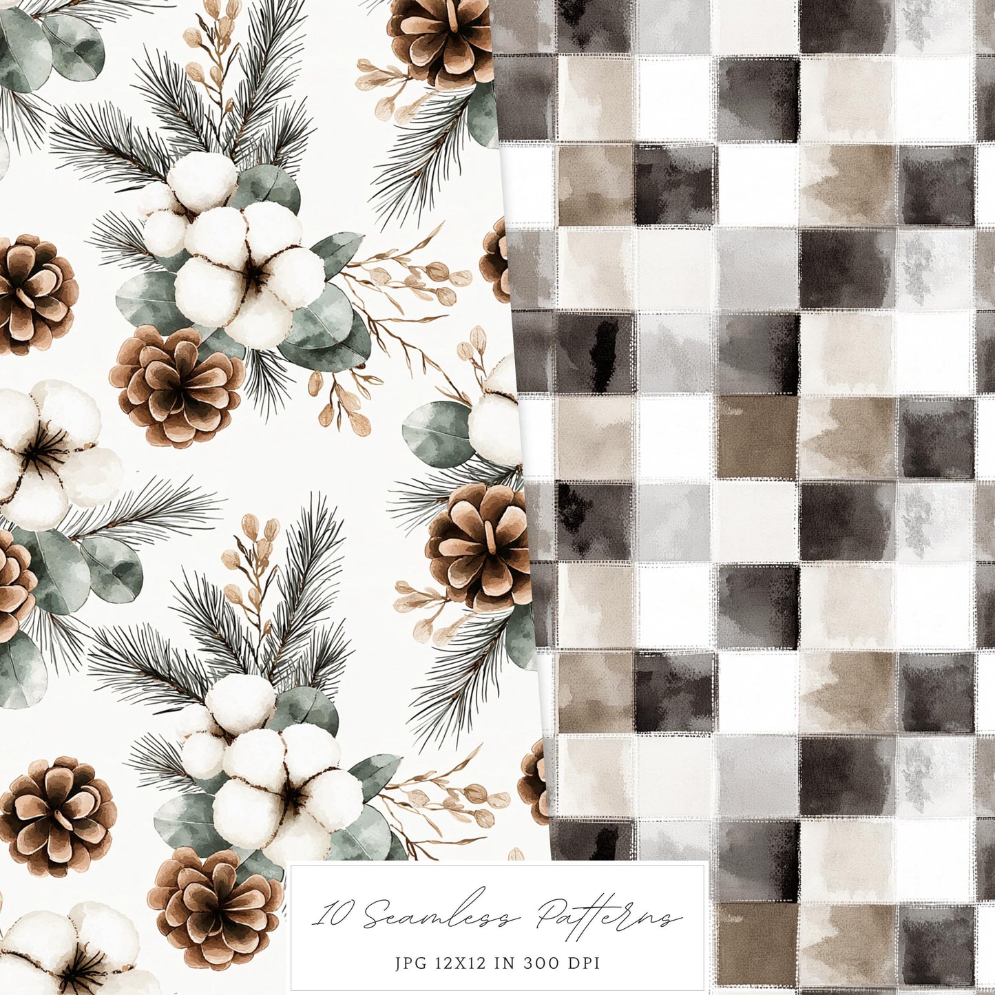 Winter Mood - Seamless Patterns, Cozy, Snowflakes | 10 JPEG