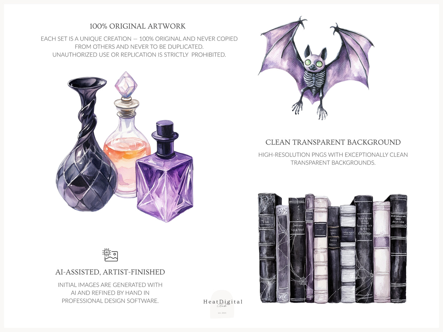 Haunted Rapunzel - Watercolor Clipart Set, Fairytale Gothic Halloween | 60 PNG
