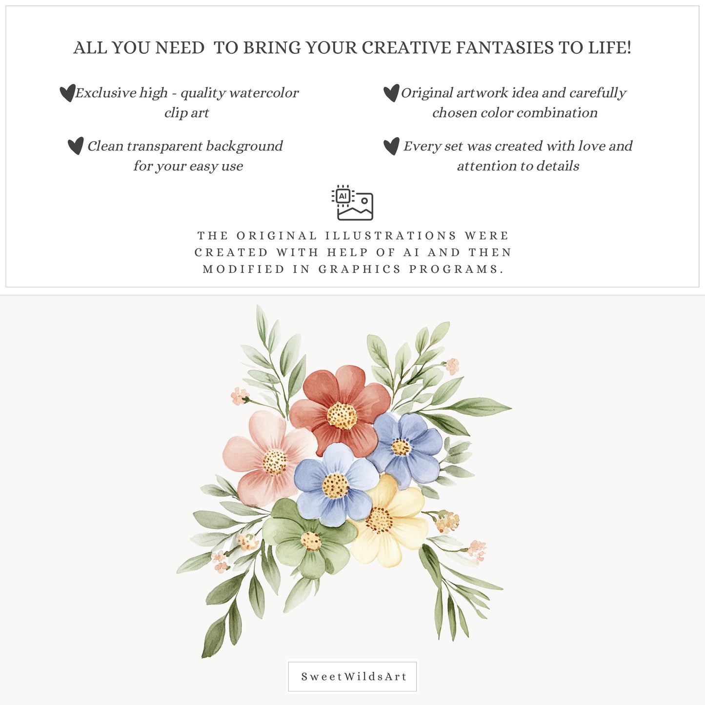 Birthday Barn - Floral Arrangements, Watercolor Flowers, Baby Shower Greenery | 22 PNG