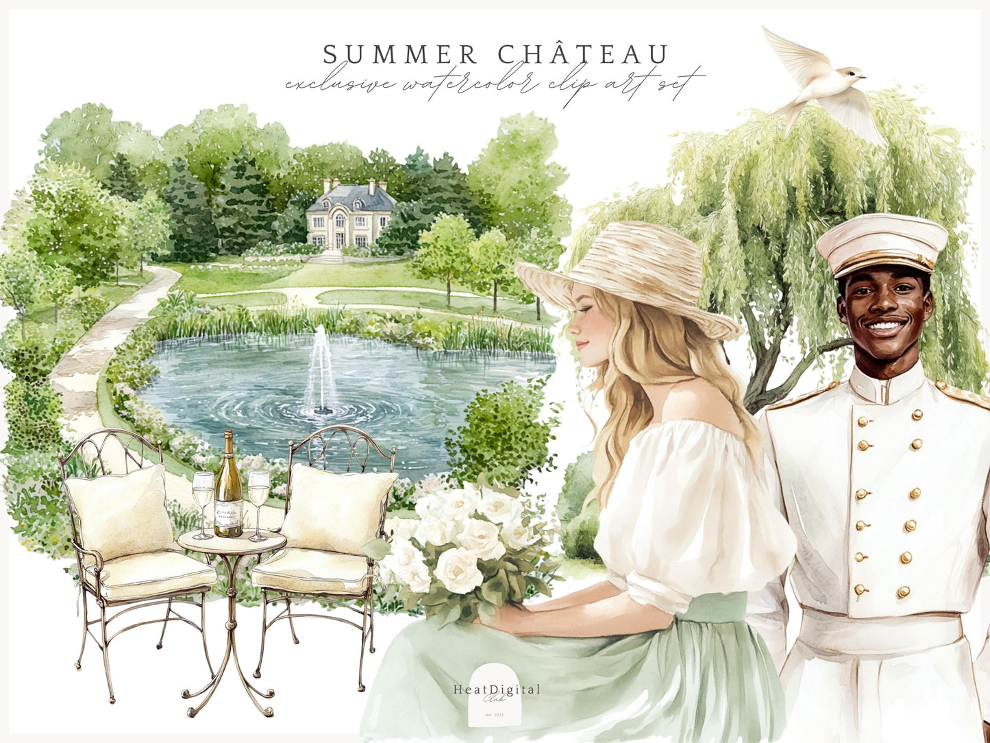 Summer Château - Elegant, French, Country Clipart Set | 60 PNG