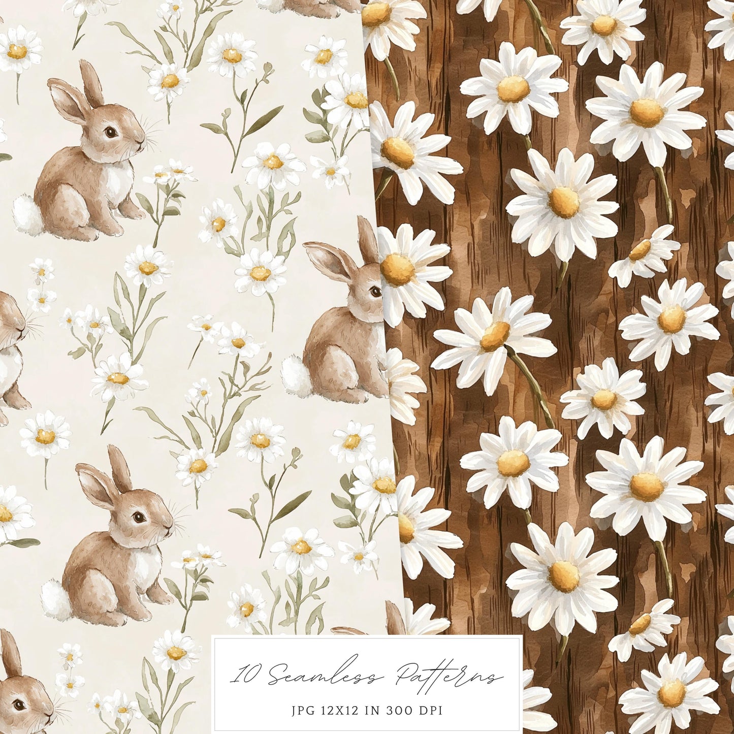 Countryside Easter - Seamless Patterns, Floral, Spring | 10 JPEG