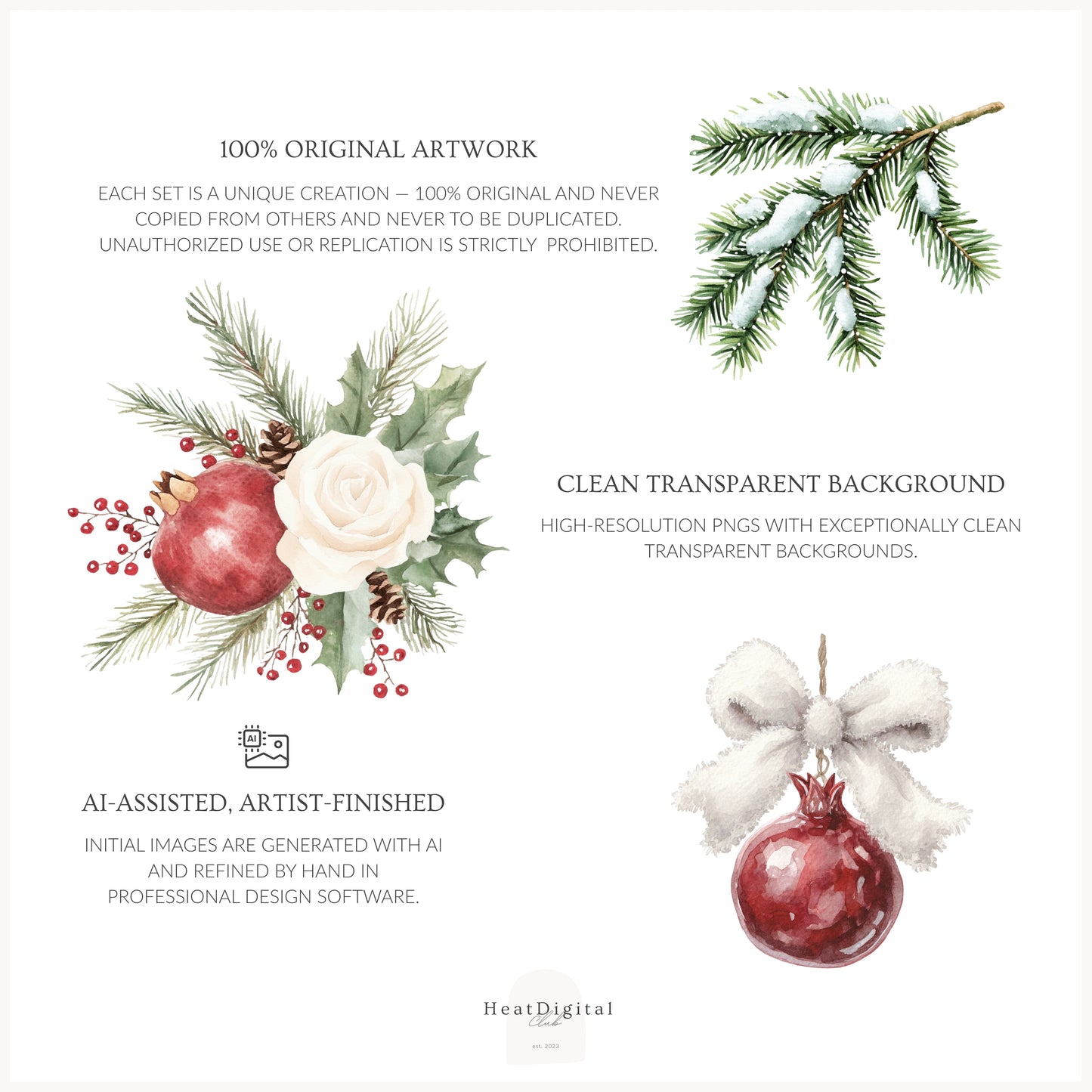 Winter Pomegranate - Floral Arrangements, Christmas Bouquets & Ornaments | 20 PNG