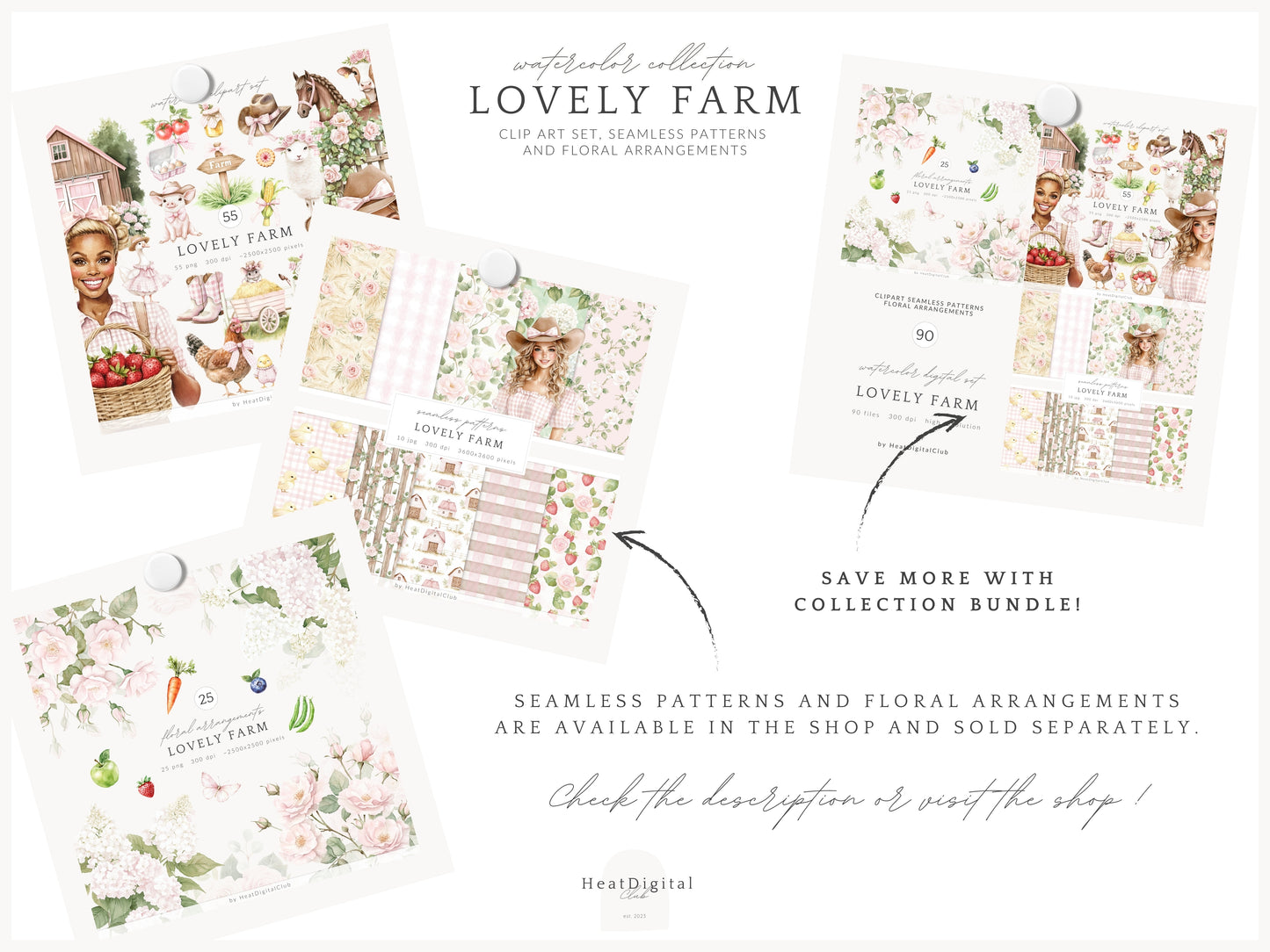 Lovely Farm - Clipart, Coquette Farm, Strawberry Pink Country | 55 PNG