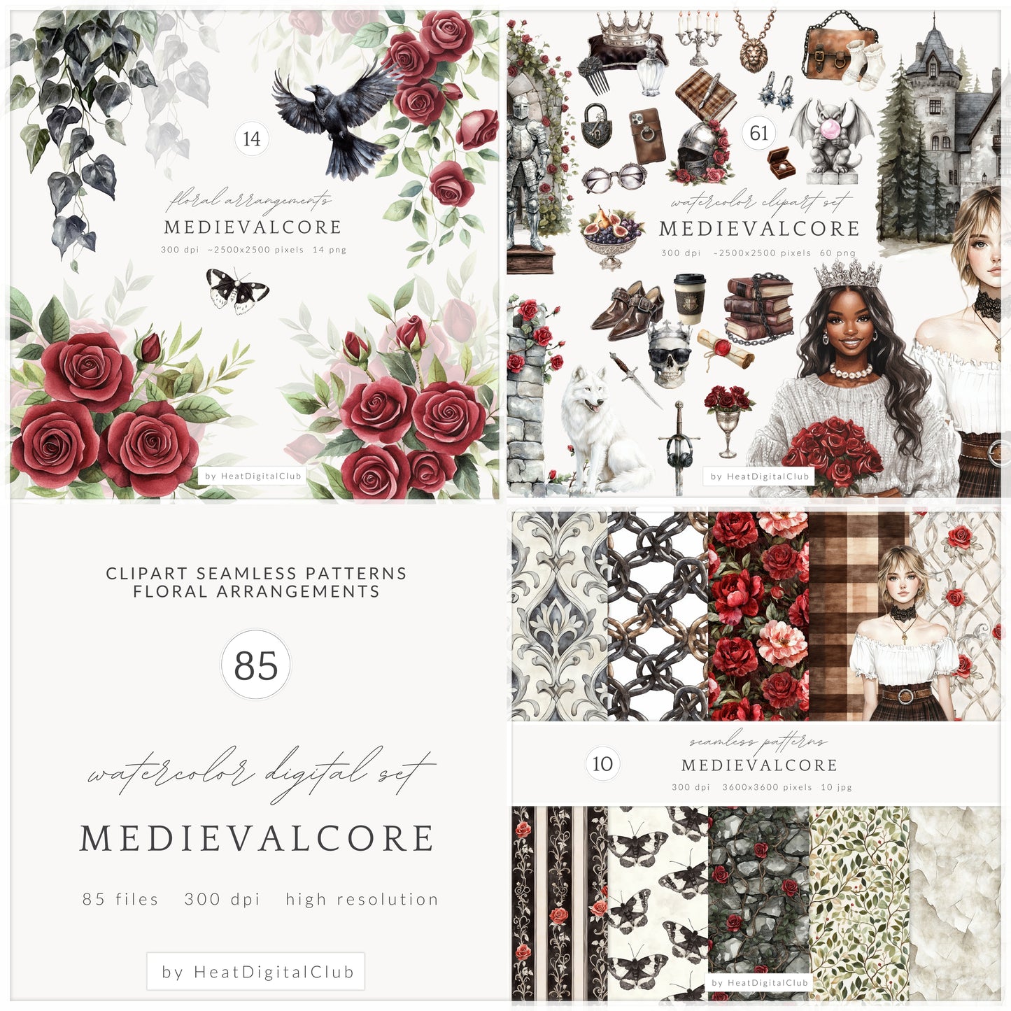 Medievalcore - Collection Bundle, Gothic Aesthetic Clipart, Medieval Fantasy | 85 PNG